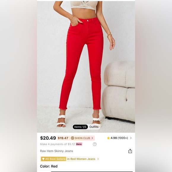 SHEIN Raw Ham Skinny Jeans - Picture 2 of 5